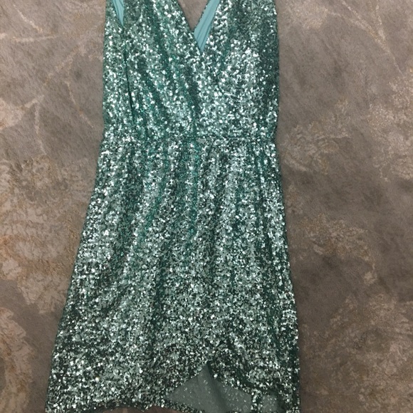 ASOS TFNC London Mint Green Sequin Wrap Dress - Picture 6 of 13